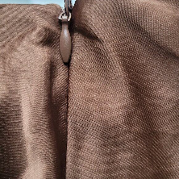 ZARA Lace Trim Satin Midi Skirt - Caramel Brown Size XS - Picture 7 of 10